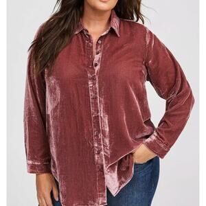 Torrid Lizzie Velvet Tunic Wild Ginger Pink Mauve 1X